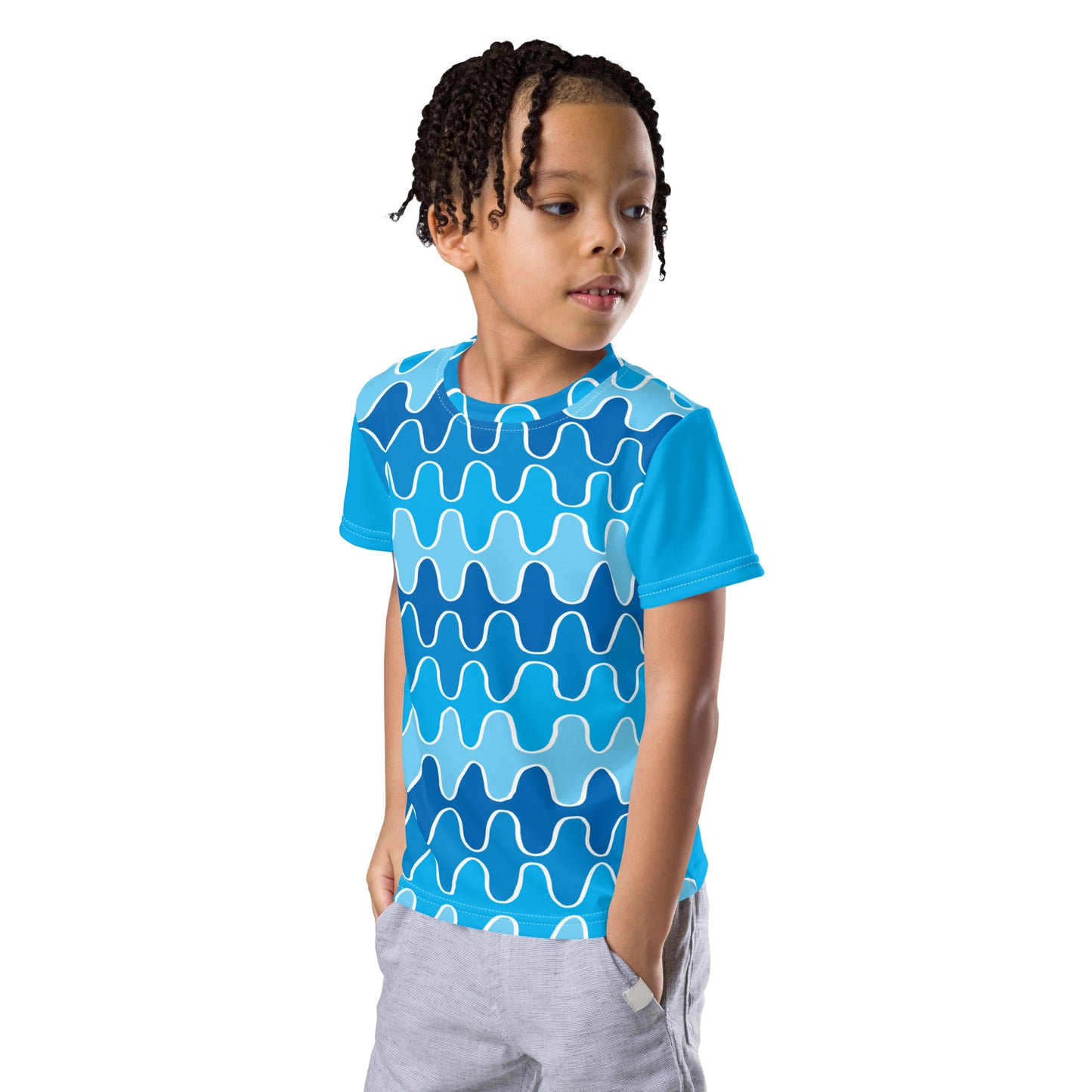 Squiggle Waves Kids Crew Neck T-shirt