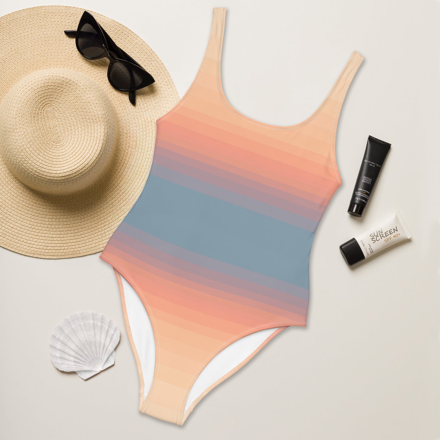 Minimalist Sunset One-Piece Swimsuit
