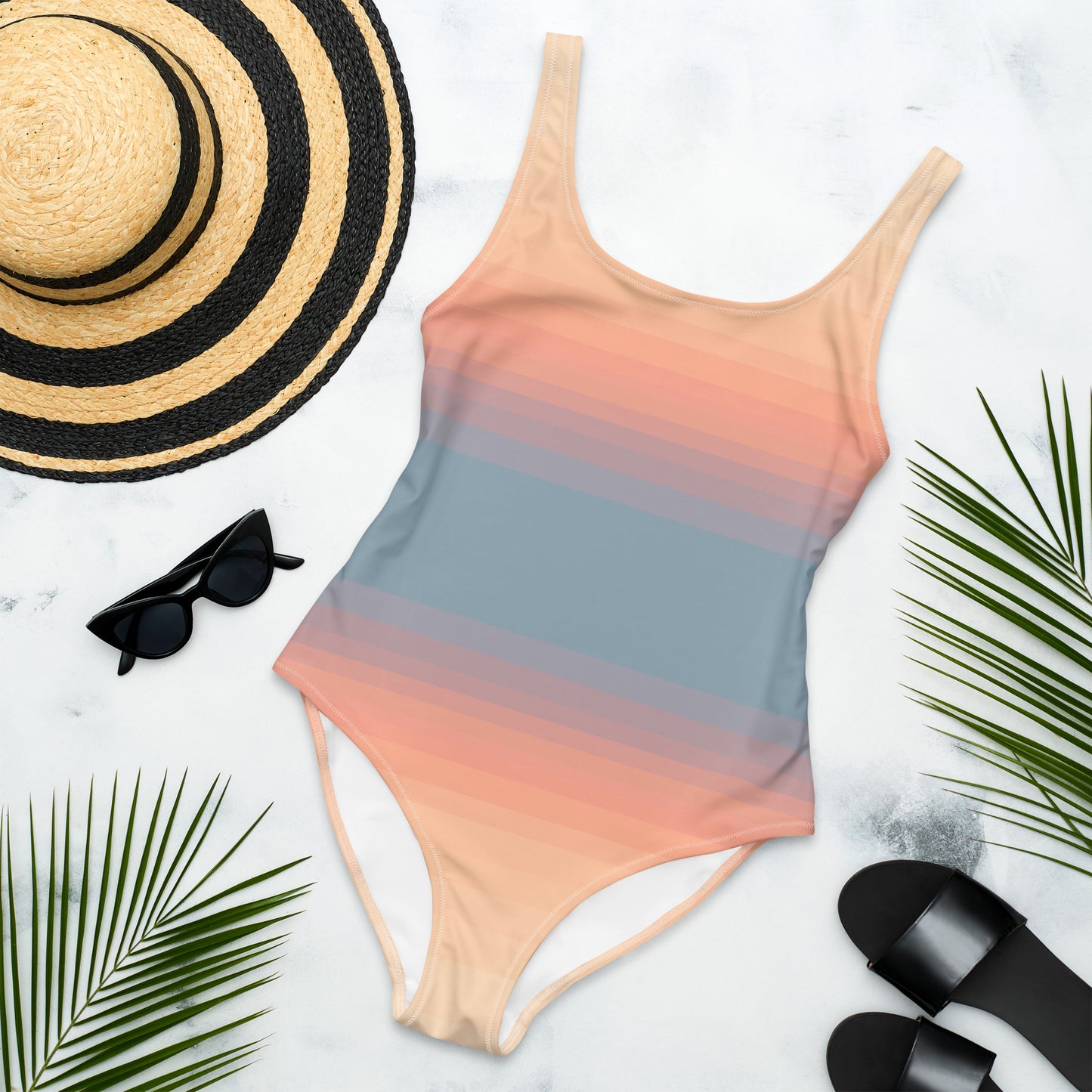 Minimalist Sunset One-Piece Swimsuit