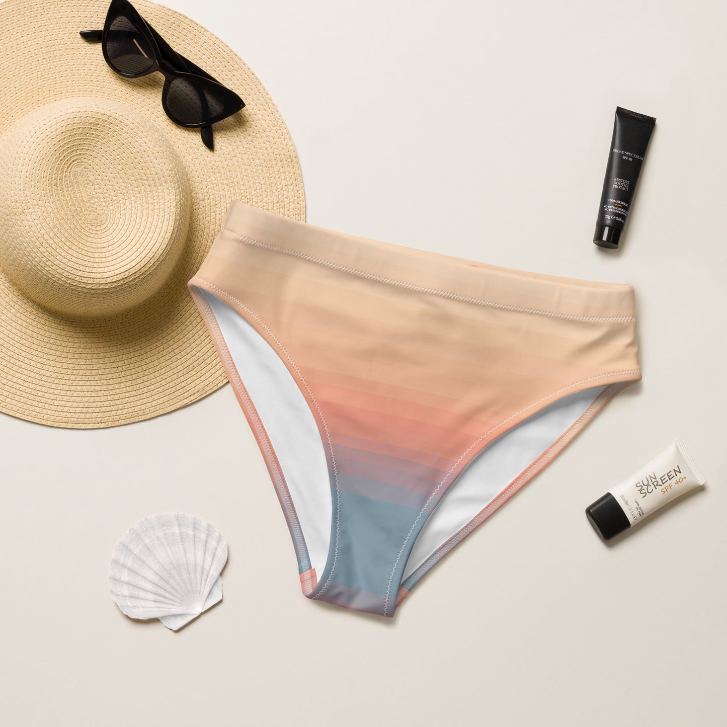 Minimalist Sunset Recycled High-Waisted Bikini Bottom