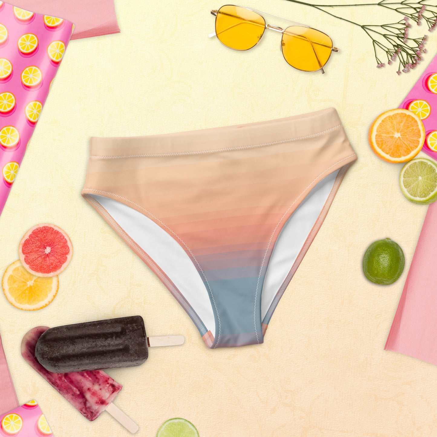 Minimalist Sunset Recycled High-Waisted Bikini Bottom