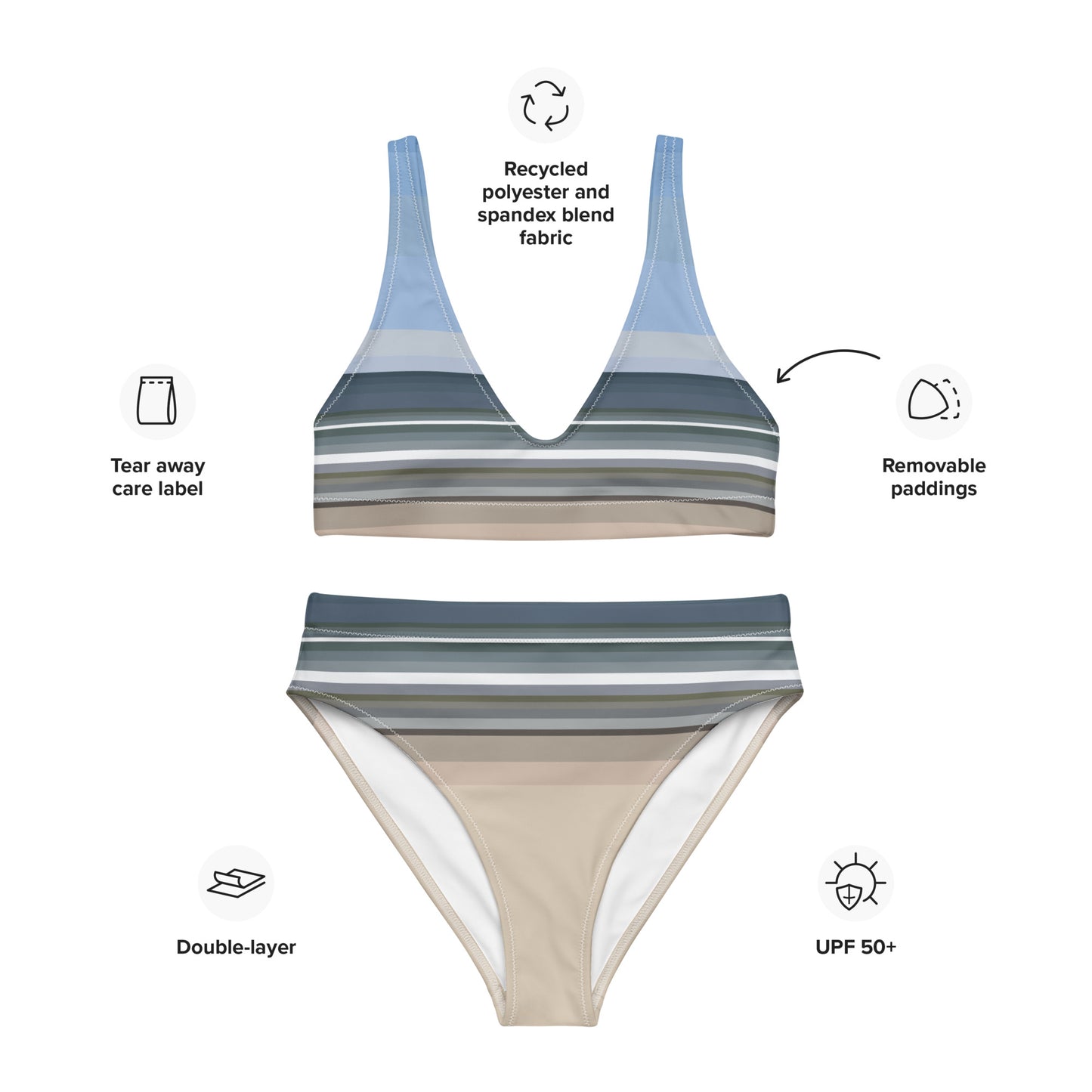 Sky Surf Sand Recycled High-Waisted Bikini