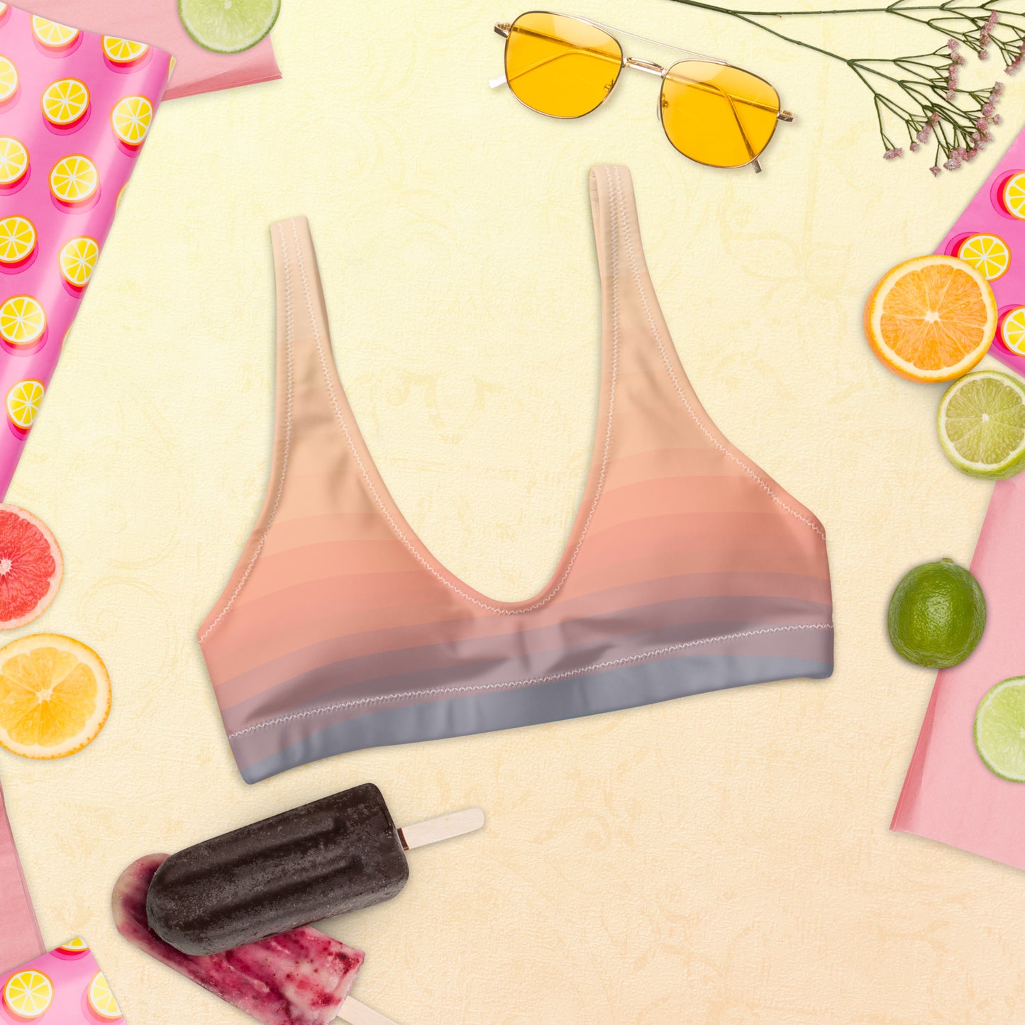 Minimalist Sunset Recycled Padded Bikini Top
