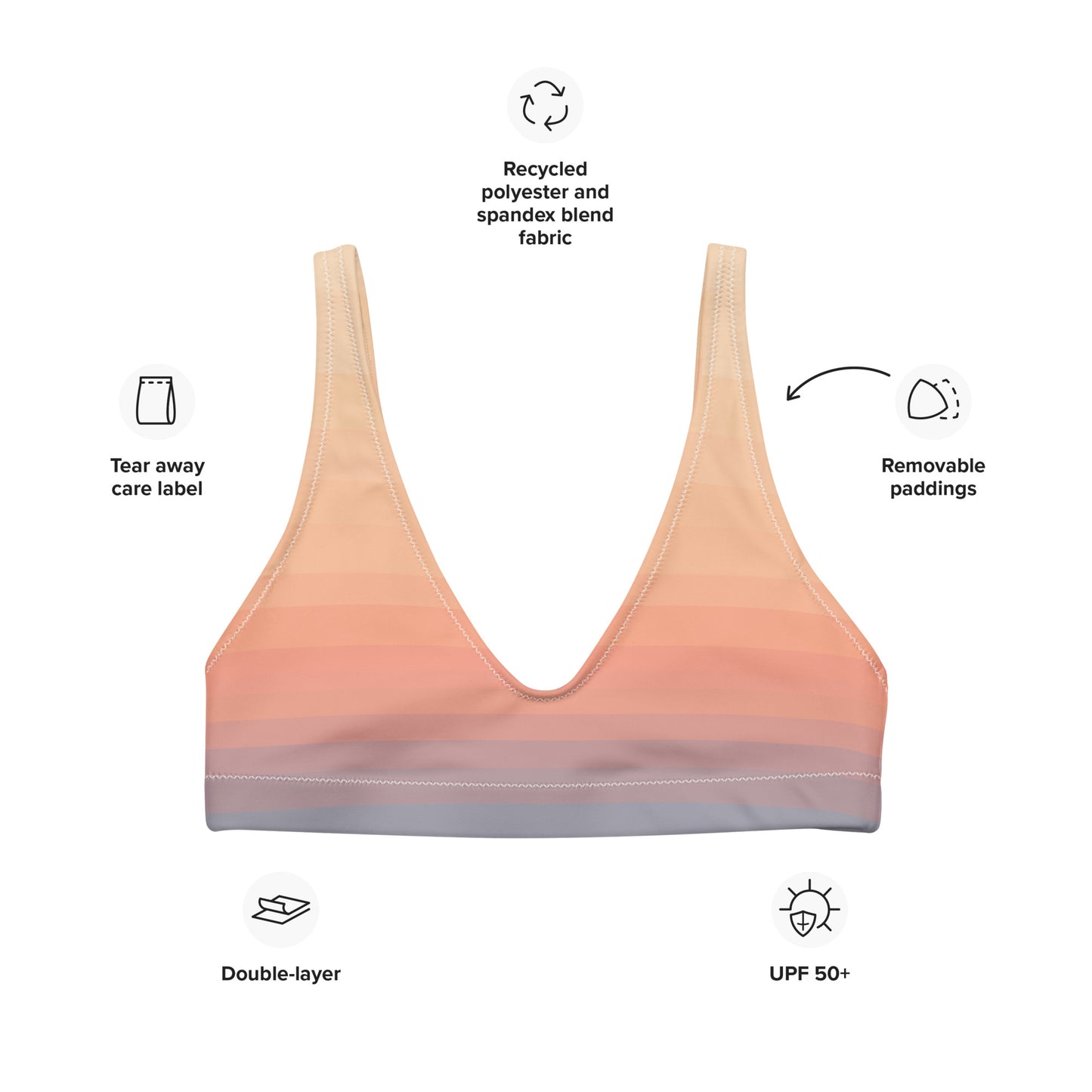 Minimalist Sunset Recycled Padded Bikini Top