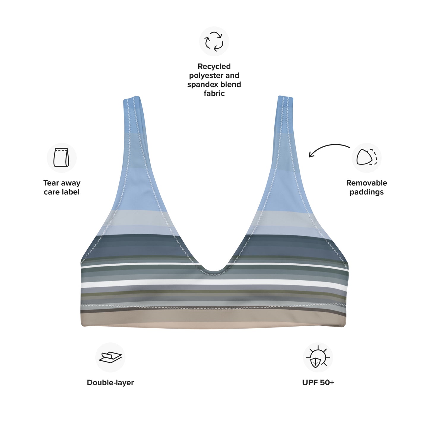 Sky Surf Sand Recycled Padded Bikini Top