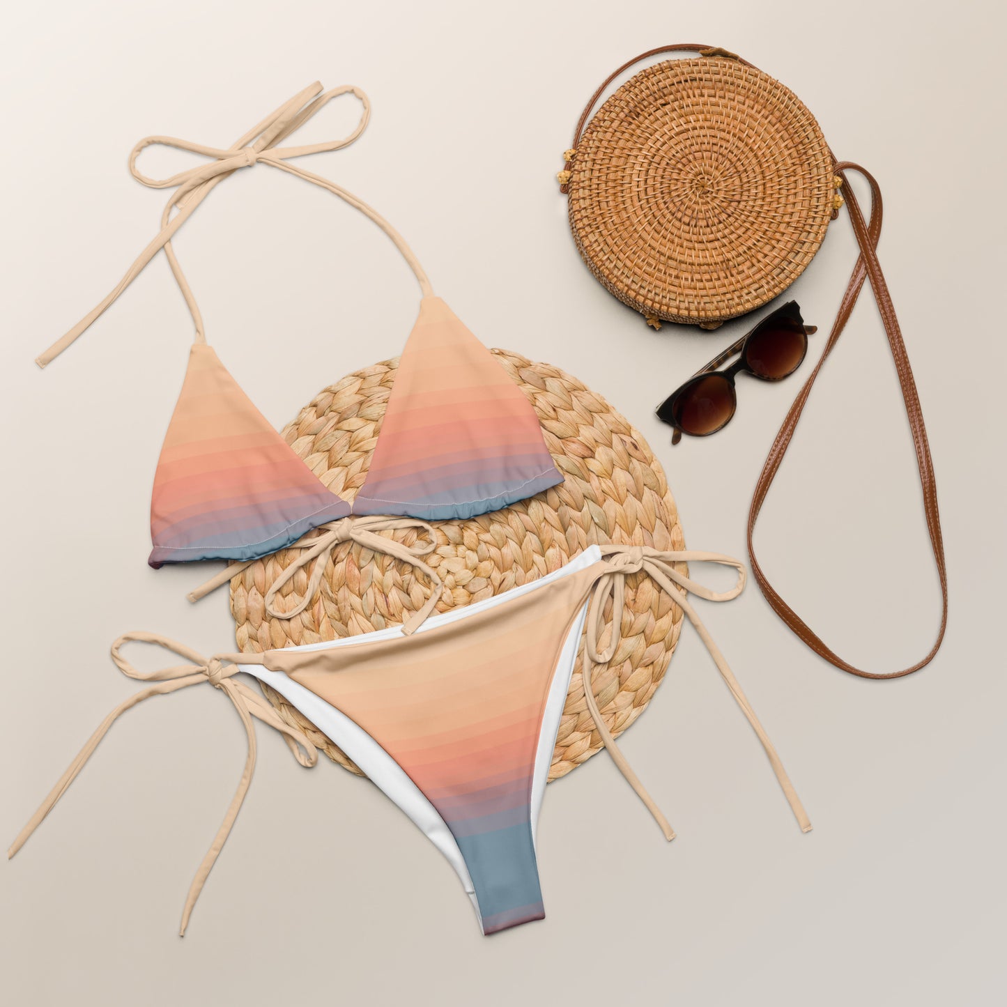 Minimalist Sunset Recycled String Bikini Set