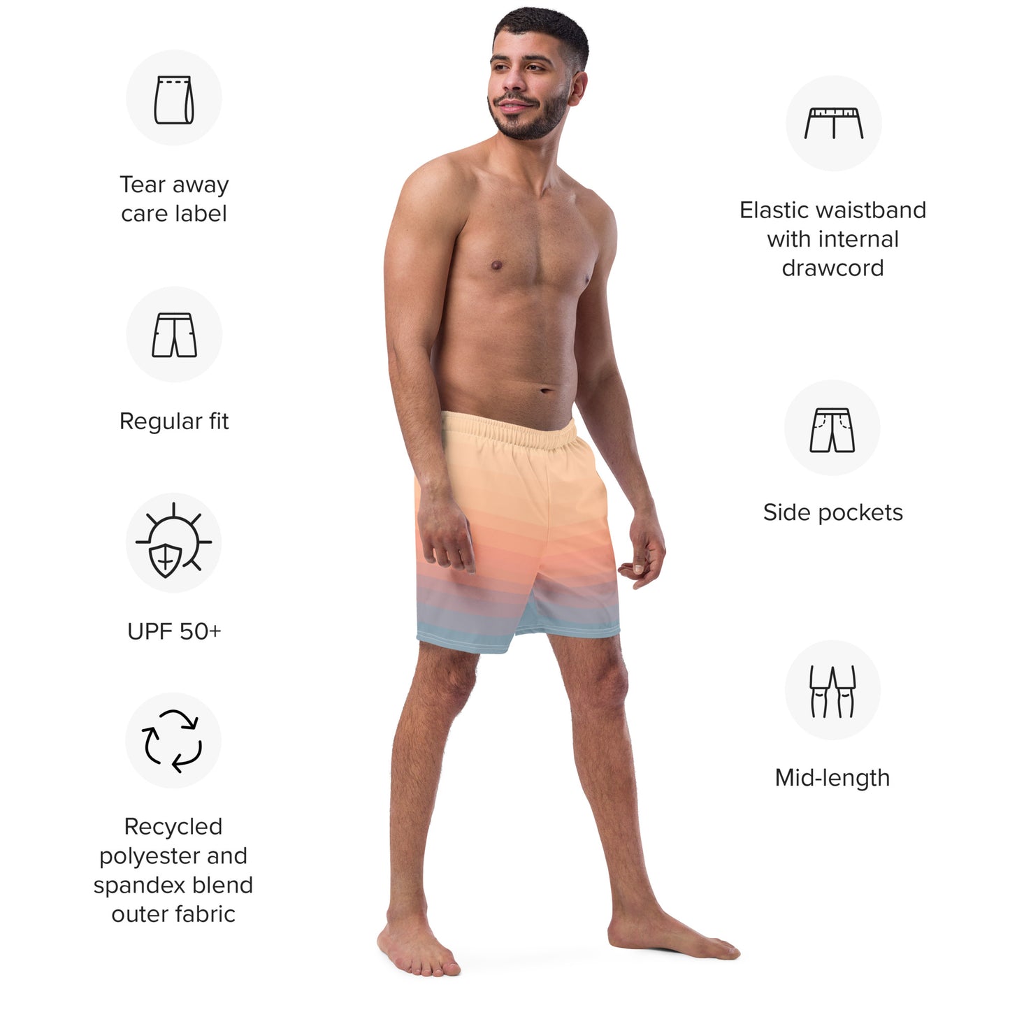 Minimalist Sunset Recycled Swim Trunks