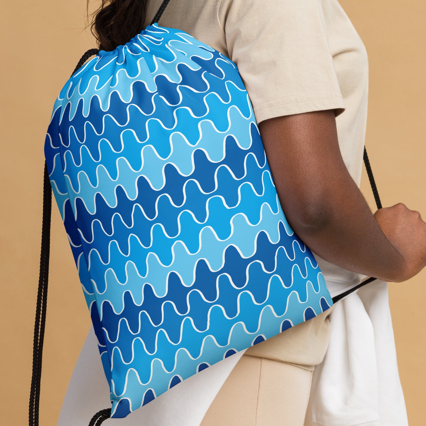 Squiggle Waves Drawstring Bag