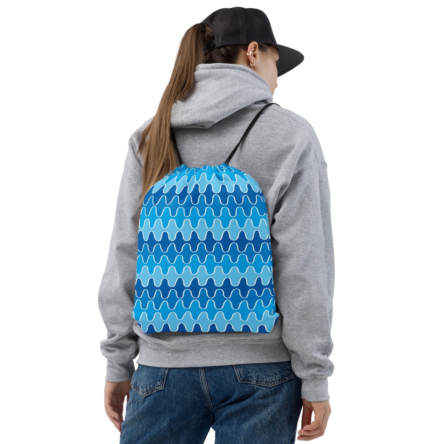 Squiggle Waves Drawstring Bag