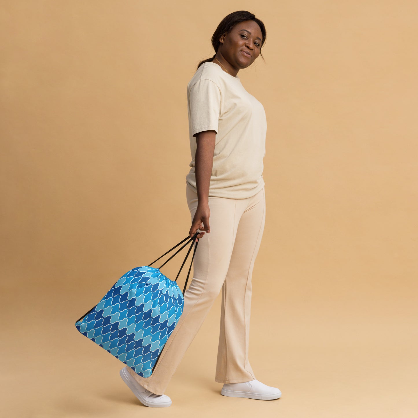 Squiggle Waves Drawstring Bag