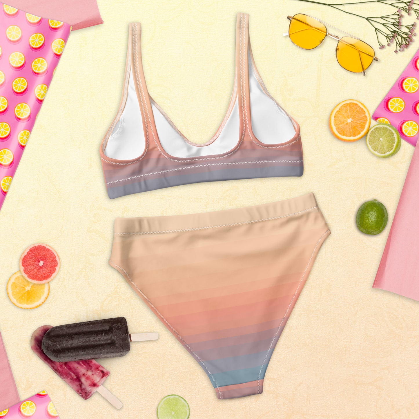 Minimalist Sunset Recycled High-Waisted Bikini Set