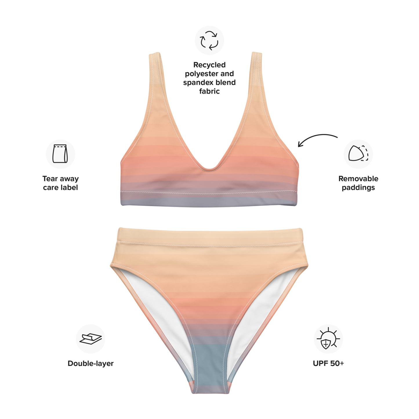 Minimalist Sunset Recycled High-Waisted Bikini Set