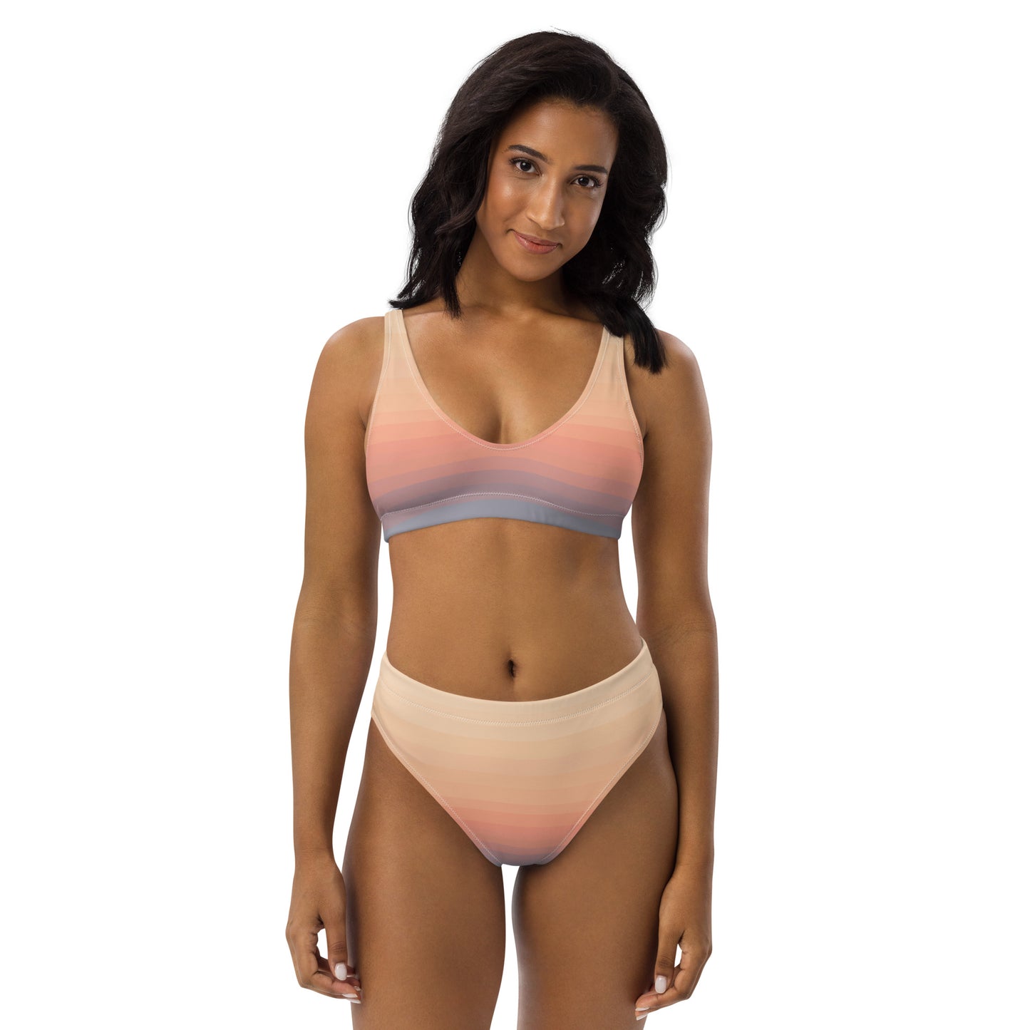 Minimalist Sunset Recycled High-Waisted Bikini Set