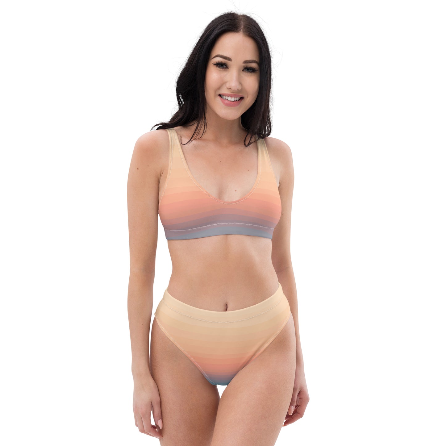 Minimalist Sunset Recycled High-Waisted Bikini Set