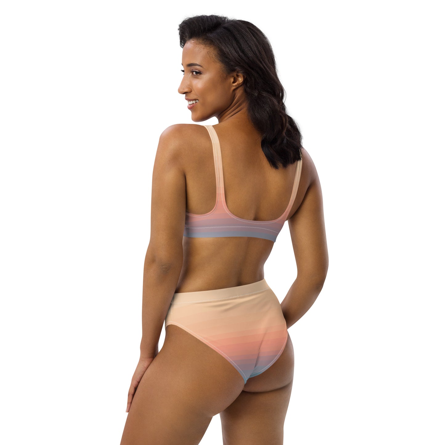 Minimalist Sunset Recycled High-Waisted Bikini Set