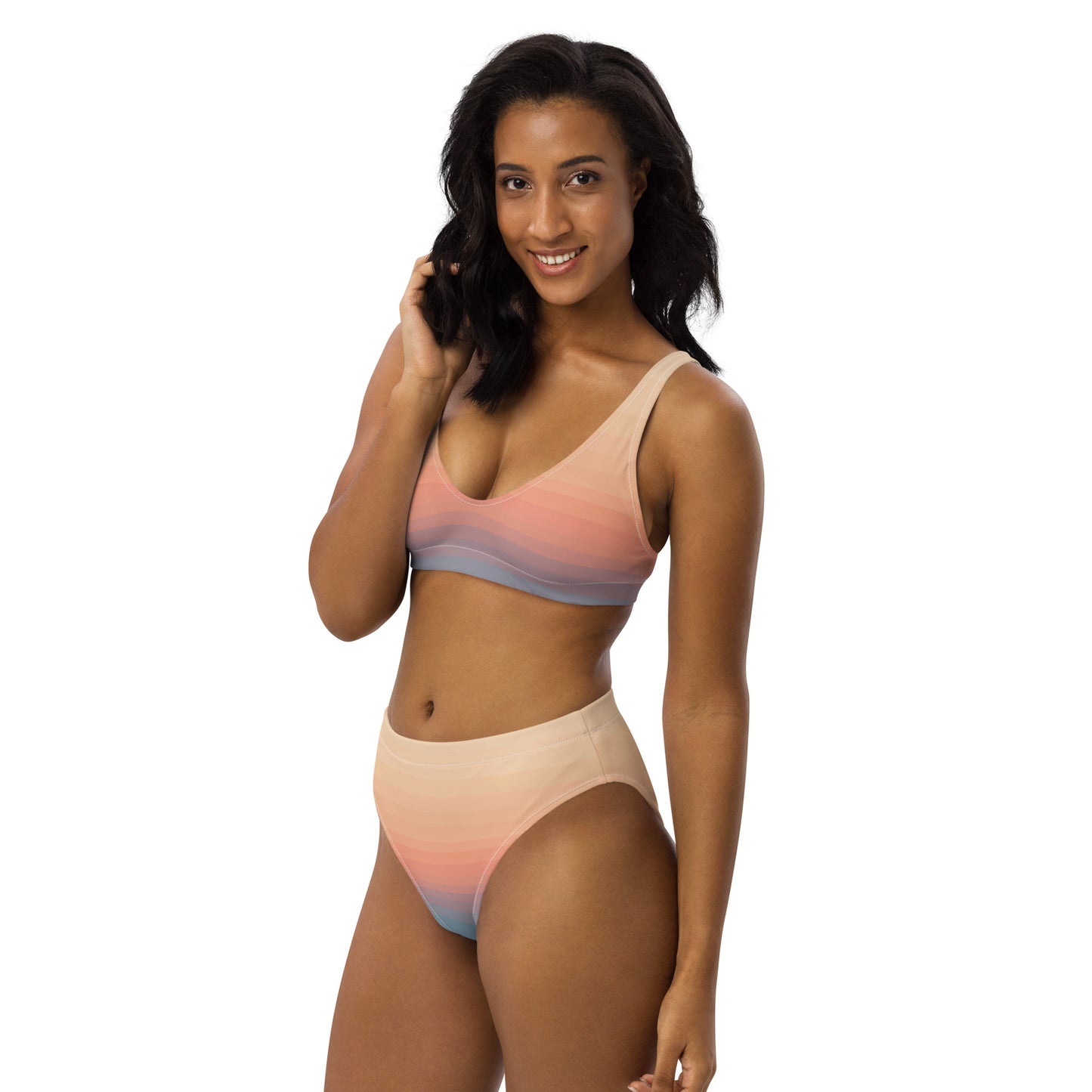 Minimalist Sunset Recycled High-Waisted Bikini Set