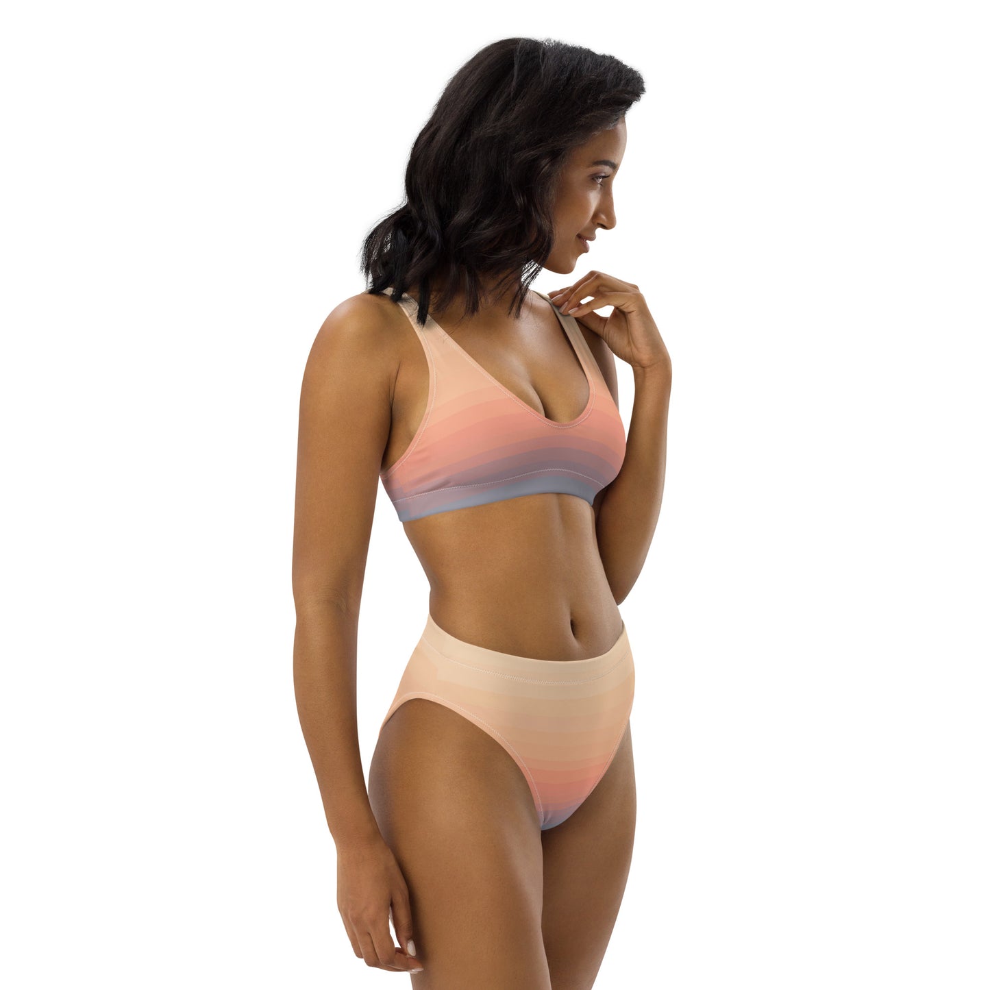 Minimalist Sunset Recycled High-Waisted Bikini Set