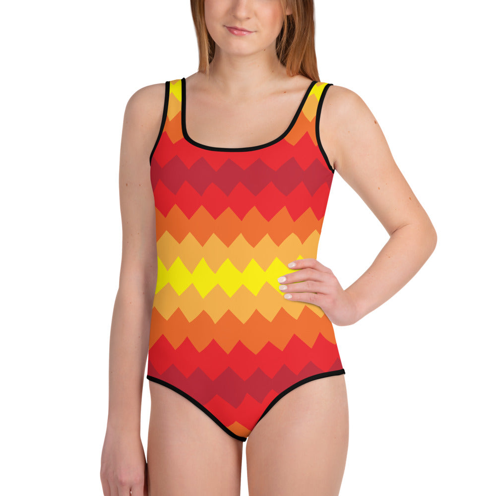Zigzag Rays Youth Swimsuit